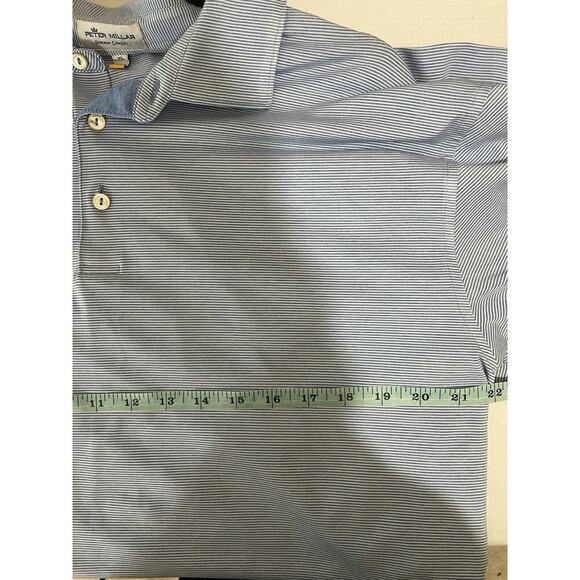 Peter Millar Summer Comfort Jubilee Stripe Short Sleeve Polo Shirt BLUE XL Golf - Picture 6 of 8